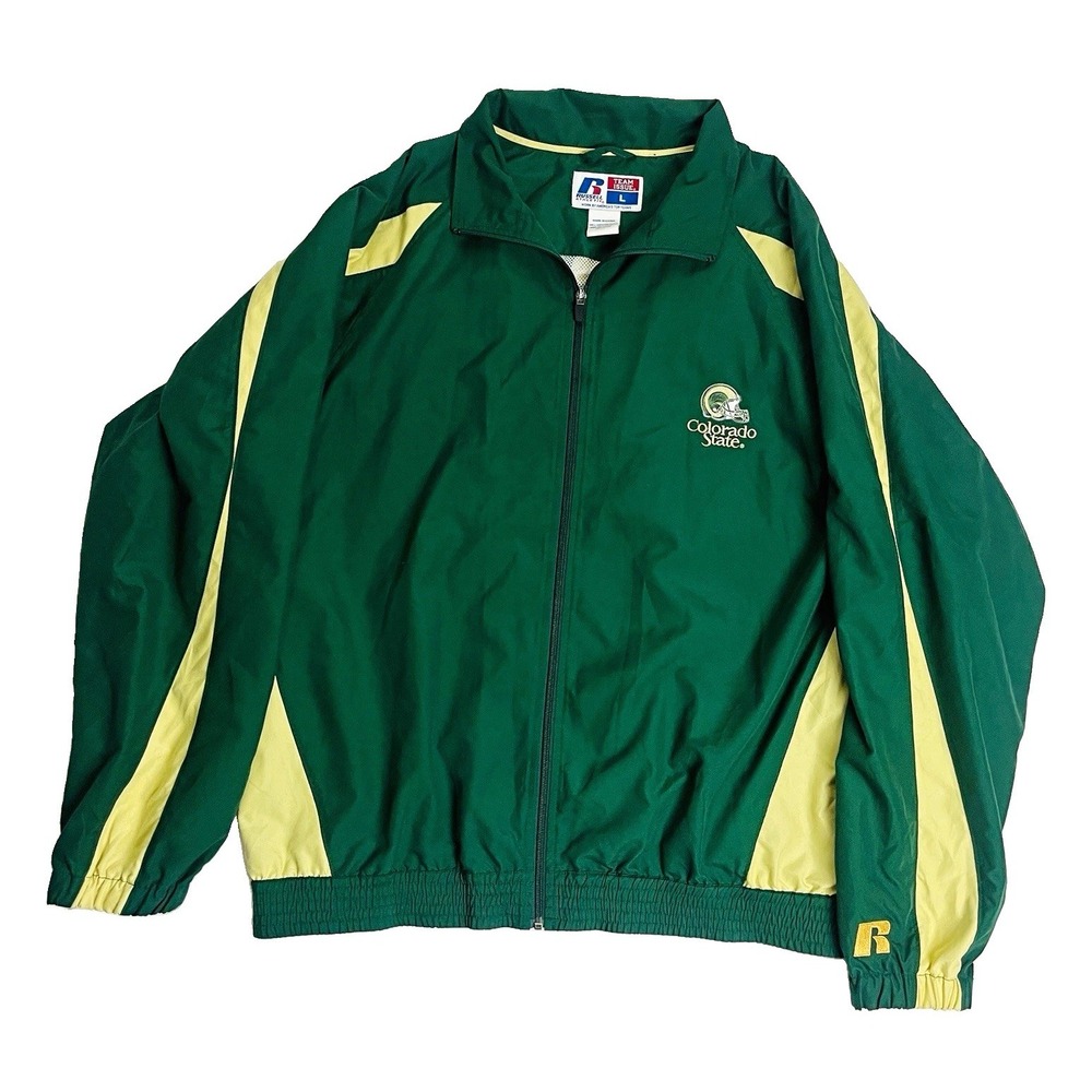 Vintage Russell Athletic Colorado State Rams Team Issue Full Zip Jacket L Green